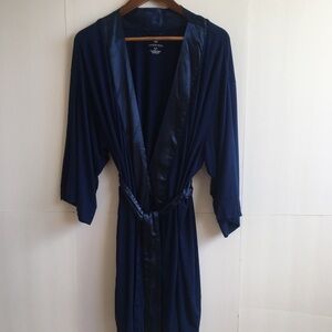 Lands' End Satin-Trim Midnight Blue Navy Robe NWOT- XL